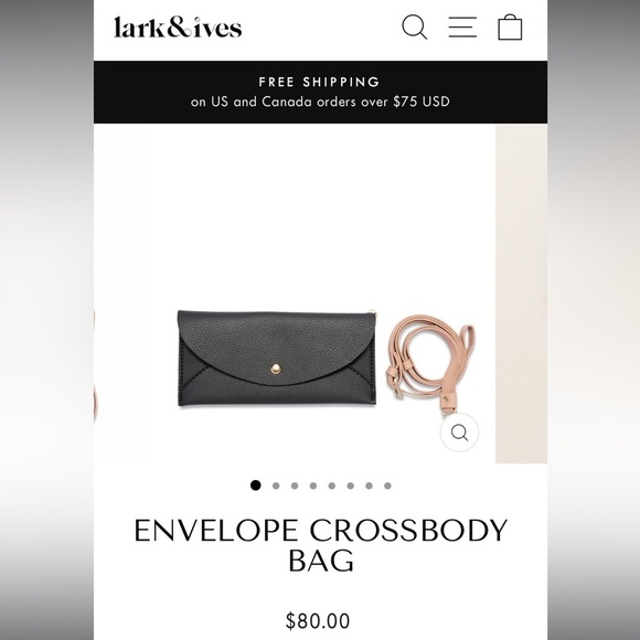 Lark & Ives women’s black envelope crossbody body bag wallet wristlet clutch - Picture 8 of 9